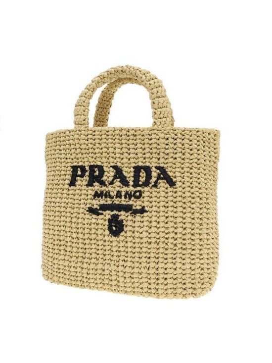 Prada Handbags - Prada Logo Raffia Clutch
